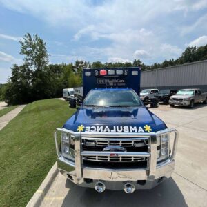 Front view of the 2026 Christian Hospital NE remounted ambulance