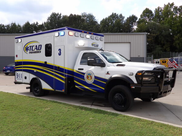 2025 Taney County Ambulance District RAM Type I remounted ambulance, front passenger three quarter