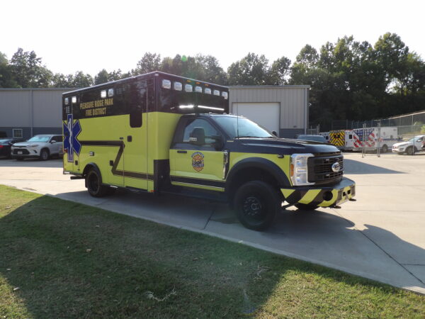 2026 Pleasure Ridge Park Fire District Ford Type I ambulance, front passenger three quarter