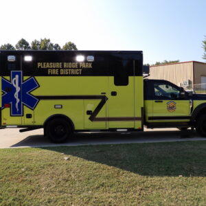 2026 Pleasure Ridge Park Fire District Ford Type I ambulance, passenger side profile