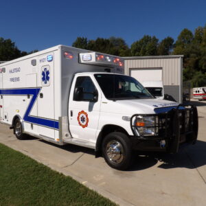 2027 Halstead Fire & EMS Ford Type III AEV ambulance, front passenger three quarter